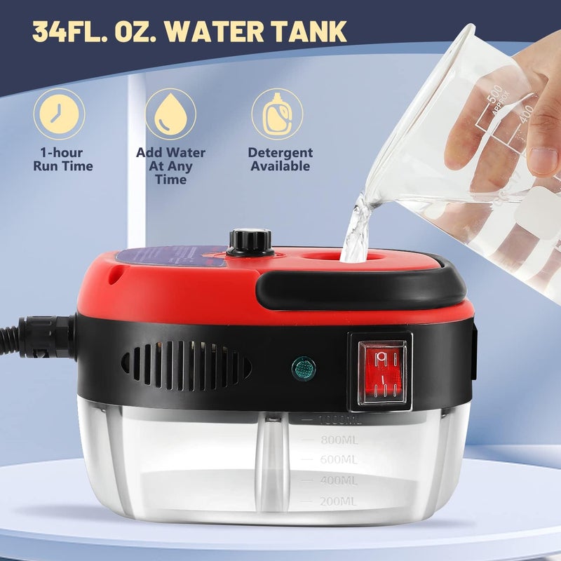 Moongiantgo High Pressure Steam Cleaner, 2500W Portable High Temp Bathroom Power Steamer Cleaning Machine Steam Humidity Adjustable For Home Use Kitchen Grease Car Detailing (110V, Red) - Image 4